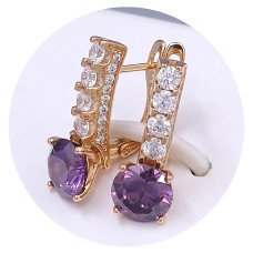 Сережки ХР. Позолота 18К. Камені: циркон. Довжина: 21 мм. Ширина: 8 мм.