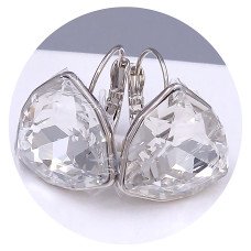 Сережки ХР. Родій. Камені: Swarovski білого кольору. Довжина: 20 мм. Ширина: 18 мм.