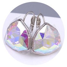 Сережки ХР. Родій. Камені: Swarovski бензинового кольору. Довжина: 20 мм. Ширина: 18 мм.