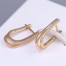 Сережки ХР. Позолота 18К. Камені: білий циркон. Довжина: 18 мм. Ширина: 3 мм.