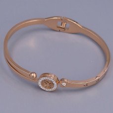 Жорсткий браслет Stainless Steel. Сталь. Позолота ЧВ. Камені: білий циркон. Діаметр: 65 мм