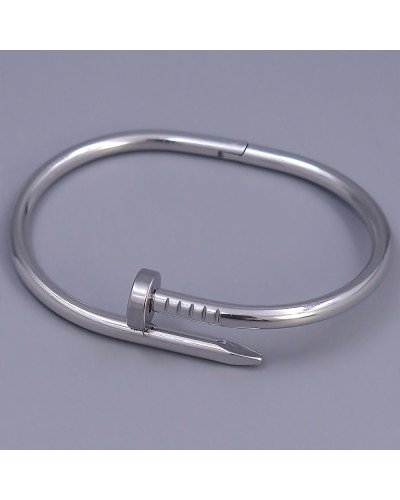 Жорсткий браслет Stainless Steel. Сталь. Родій. Діаметр: 68 мм