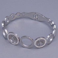 Жорсткий браслет Stainless Steel. Сталь. Родій. Камені: білий циркон. Діаметр: 65 мм