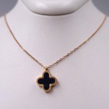 Ланцюжок з двостороннім кулоном Stainless Steel з чорною та білою емаллю. Сталь. Позолота ЧВ. Довжина ланцюжка: 39.5-44.5 см.