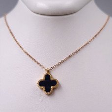 Ланцюжок з двостороннім кулоном Stainless Steel з чорною та білою емаллю. Сталь. Позолота ЧВ. Довжина ланцюжка: 39.5-44.5 см.
