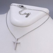Ланцюжок із хрестиком Stainless Steel. Сталь. Родій. Довжина: 39.5-44.5 см