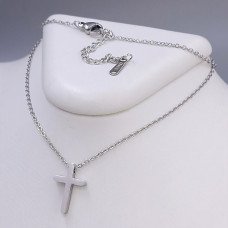 Ланцюжок із хрестиком Stainless Steel. Сталь. Родій. Довжина: 39.5-44.5 см