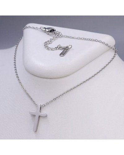 Ланцюжок із хрестиком Stainless Steel. Сталь. Родій. Довжина: 39.5-44.5 см