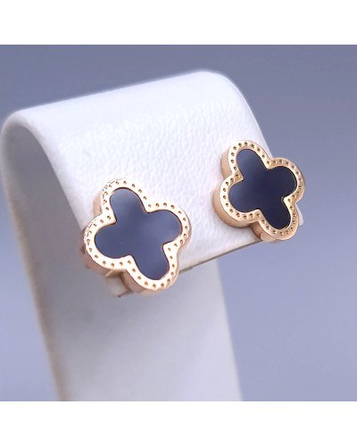 Сережки-гвоздики Stainless Steel з чорною емаллю. Сталь. Позолота ЧВ. Діаметр: 11 мм