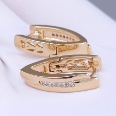 Сережки ХР. Позолота 18К. Камені: білий циркон. Довжина: 19 мм. Ширина: 4 мм.