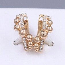 Сережки ХР. Позолота 18К. Камені: білий циркон. Довжина: 18 мм. Ширина: 6 мм.