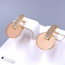 Сережки ХР. Позолота 18К. Камені: білий циркон. Довжина: 17 мм. Ширина: 11 мм.