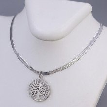 Ланцюжок із кулоном Stainless Steel. Сталь. Родій. Камені: білий циркон. Довжина ланцюжка: 40-45 см