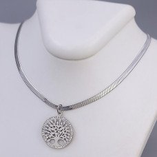 Ланцюжок із кулоном Stainless Steel. Сталь. Родій. Камені: білий циркон. Довжина ланцюжка: 40-45 см