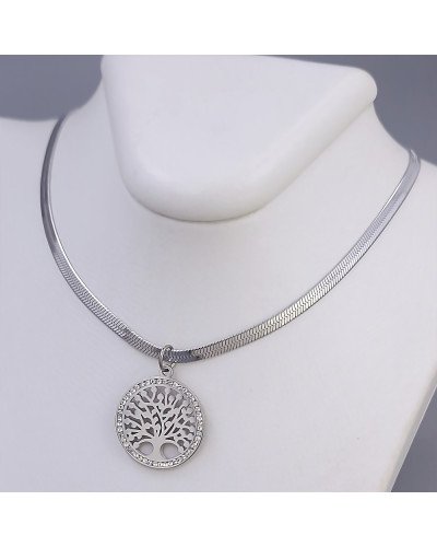 Ланцюжок із кулоном Stainless Steel. Сталь. Родій. Камені: білий циркон. Довжина ланцюжка: 40-45 см