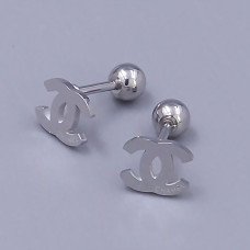 Сережки-гвоздики Stainless Steel. Сталь. Родій. Довжина: 11 мм. Ширина: 7 мм.