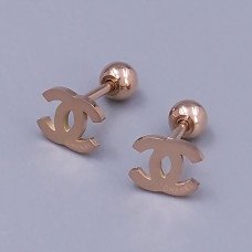 Сережки-гвоздики Stainless Steel. Сталь. Позолота ЧВ. Довжина: 11 мм. Ширина: 7 мм.