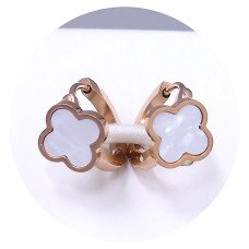 Сережки Stainless Steel з білою емаллю. Сталь. Позолота ЧВ. Діаметр: 13 мм. Ширина: 10 мм.