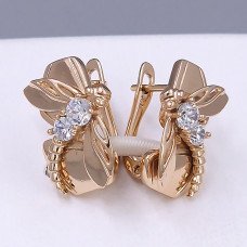 Сережки ХР. Позолота 18К. Камені: білий циркон. Довжина: 18 мм. Ширина: 11 мм.