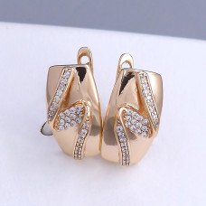 Сережки ХР. Позолота 18К. Камені: білий циркон. Довжина: 18 мм. Ширина: 10 мм.