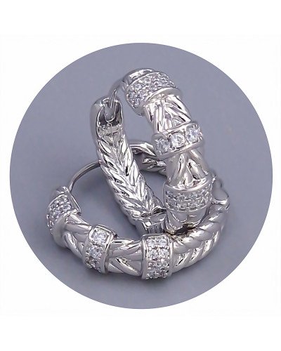 Сережки ХР. Родій. Камені: білий циркон. Діаметр: 18 мм. Ширина: 6 мм
