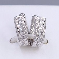 Сережки ХР. Родій. Камені: білий циркон. Длина: 16 мм. Ширина: 6 мм