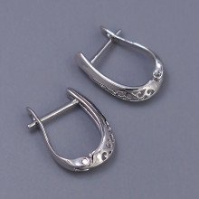 Сережки ХР. Родій. Длина: 17 мм. Ширина: 4 мм