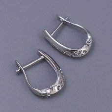 Сережки ХР. Родій. Длина: 17 мм. Ширина: 4 мм