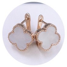 Сережки Stainless Steel з білою емаллю. Сталь. Позолота ЧВ. Довжина: 15 мм. Ширина: 14 мм.