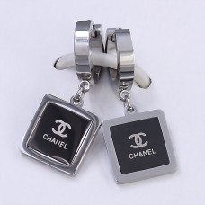 Сережки Stainless Steel із чорною емаллю. Сталь. Родій. Довжина: 29 мм. Ширина: 12 мм.