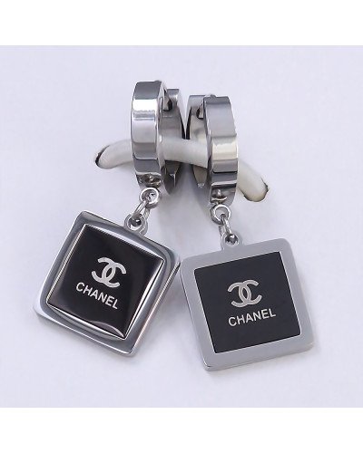 Сережки Stainless Steel із чорною емаллю. Сталь. Родій. Довжина: 29 мм. Ширина: 12 мм.