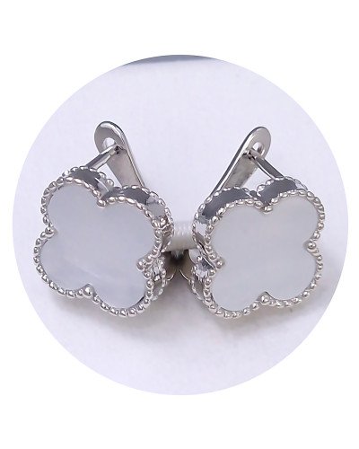 Сережки Stainless Steel з білою емаллю. Сталь. Родій. Довжина: 15 мм. Ширина: 14 мм.