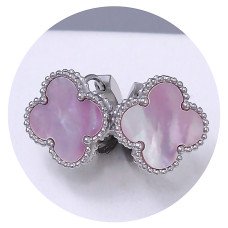 Сережки Stainless Steel з емаллю. Сталь. Родій. Діаметр: 13 мм. Ширина: 16 мм.