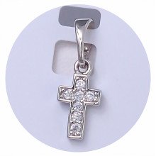 Хрестик XР. Родій. Камені: білий циркон. Довжина: 16 мм. Ширина: 6 мм.