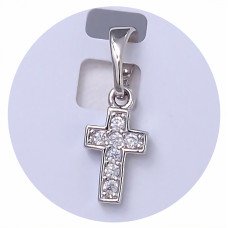 Хрестик XР. Родій. Камені: білий циркон. Довжина: 16 мм. Ширина: 6 мм.