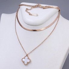 Подвійний ланцюжок з двостороннім кулоном Stainless Steel з білою емаллю. Сталь. Позолота ЧВ. Довжина основного ланцюжка: 38-43 см