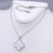 Ланцюжок з кулоном Stainless Steel з білою емаллю. Сталь. Родій. Довжина ланцюжка: 40-45 см.