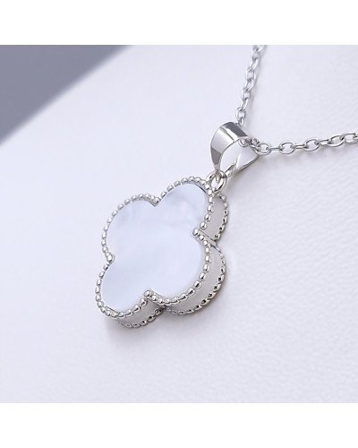 Ланцюжок з кулоном Stainless Steel з білою емаллю. Сталь. Родій. Довжина ланцюжка: 40-45 см.
