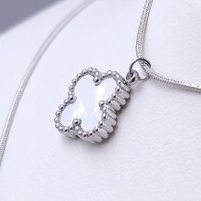 Подвійний ланцюжок з двосторонніми кулонами Stainless Steel з білою емаллю Сталь Родій Довжина основ ланцюжка: 39.5-44.5 см