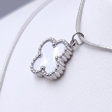 Подвійний ланцюжок з двосторонніми кулонами Stainless Steel з білою емаллю Сталь Родій Довжина основ ланцюжка: 39.5-44.5 см