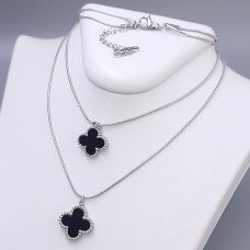 Подвійний ланцюжок з двосторонніми кулонами Stainless Steel із чорною емаллю Сталь Родій Довжина осн ланцюжка: 39.5-44.5 см
