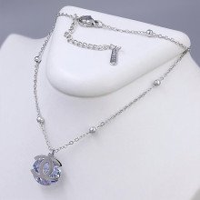 Ланцюжок із кулоном Stainless Steel. Сталь. Родій. Камені: білий циркон. Довжина: 40-45 см