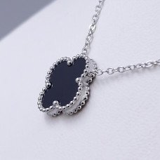Ланцюжок із двостороннім кулоном Stainless Steel із чорною емаллю. Сталь. Родій. Довжина ланцюжка: 40.5-45.5 см.
