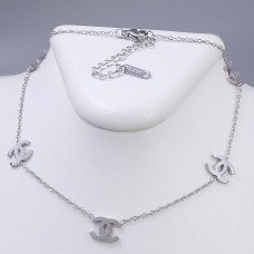 Цепочка с кулонами Stainless Steel. Сталь. Родий. Длина цепочки: 41-46 см.