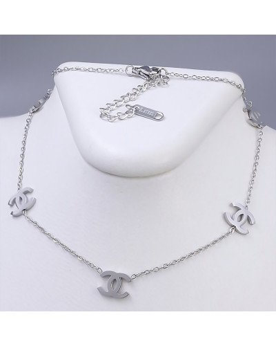 Цепочка с кулонами Stainless Steel. Сталь. Родий. Длина цепочки: 41-46 см.