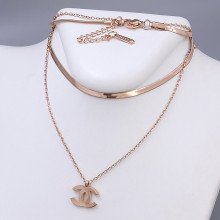 Подвійний ланцюжок із кулоном Stainless Steel. Сталь. Позолота ЧВ. Довжина основного ланцюжка: 38-43 см.