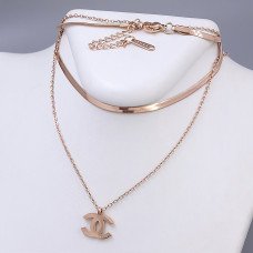 Подвійний ланцюжок із кулоном Stainless Steel. Сталь. Позолота ЧВ. Довжина основного ланцюжка: 38-43 см.