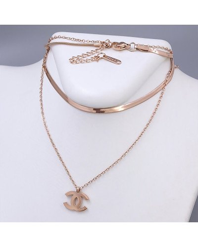 Подвійний ланцюжок із кулоном Stainless Steel. Сталь. Позолота ЧВ. Довжина основного ланцюжка: 38-43 см.