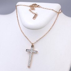Ланцюжок із хрестиком Stainless Steel. Сталь. Позолота ЧВ. Камені: циркон. Довжина ланцюжка: 40-44 см.