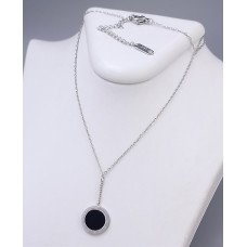 Ланцюжок з кулоном Stainless Steel із чорною емаллю. Сталь. Родій. Довжина ланцюжка: 43-49 см.
